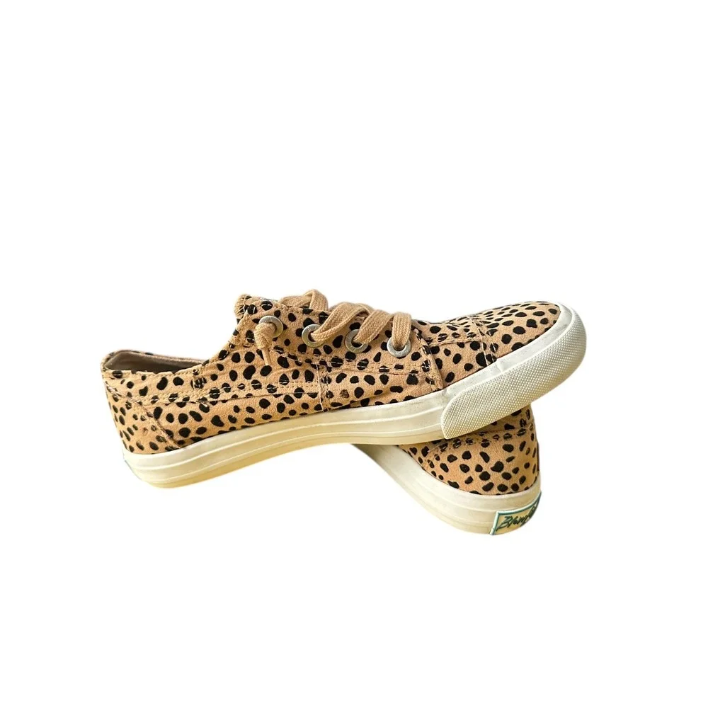 Blowfish Malibu Play Leopard Print Canvas Slip On Sneakers Tan Black Womens 7.5M